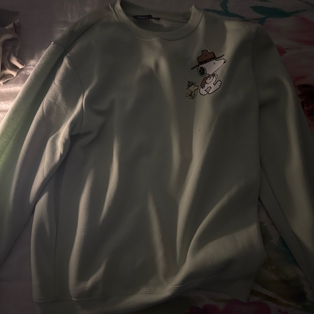 Peanuts Green Crewneck Sweater with Classic Design